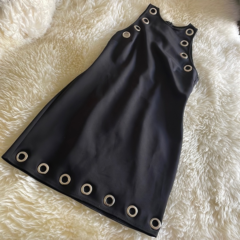Topshop Black Dress with Eyelet Grommets, US 6